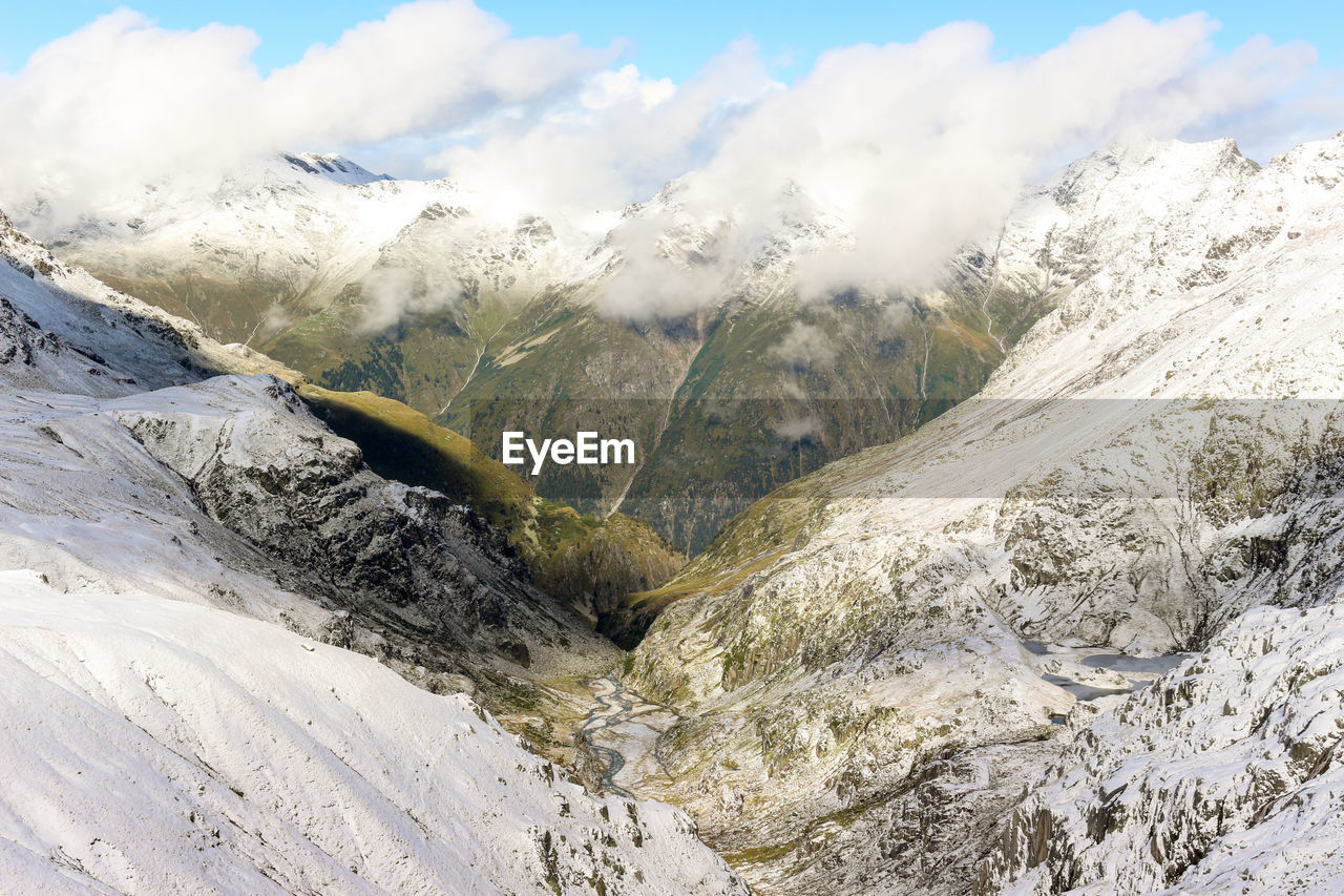 Snowcapped mountains in swiss alps