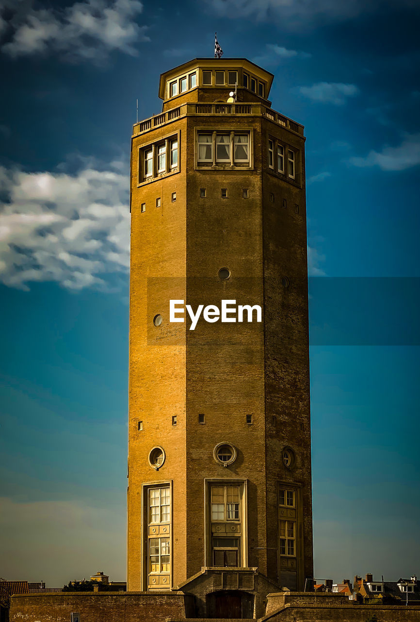 Low angle view of a water tower against sky