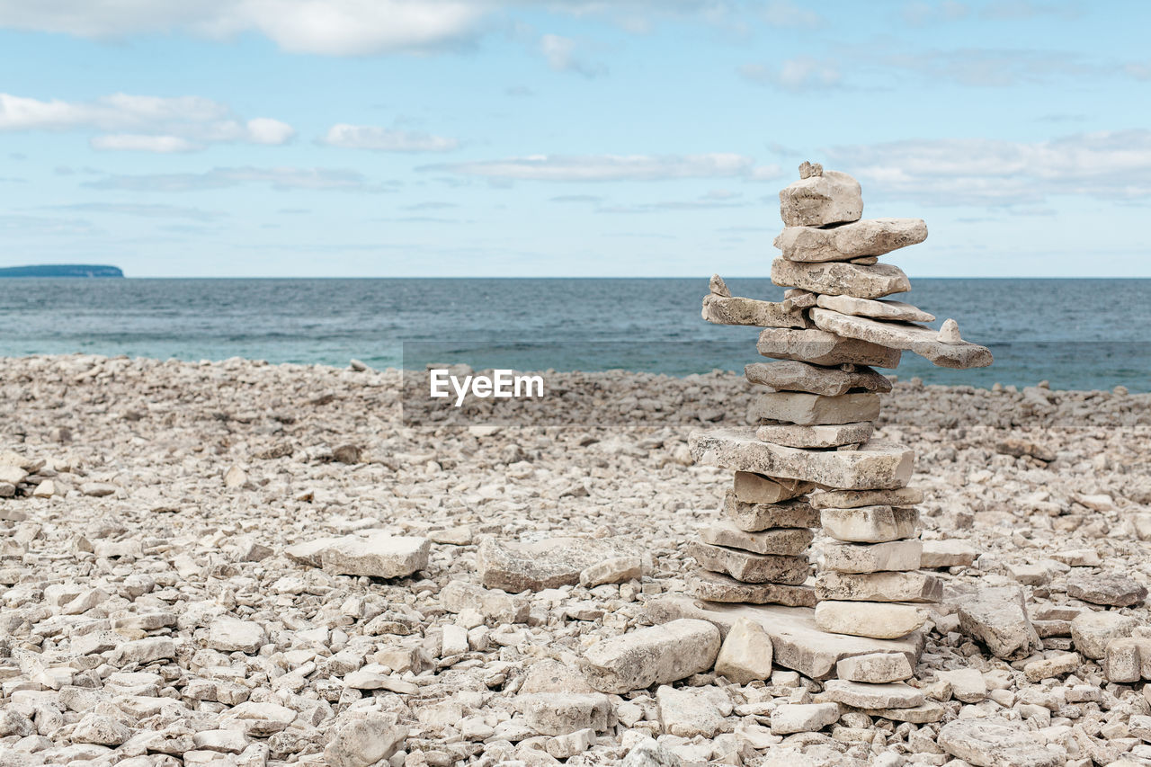 Inukshuk on lakeshore