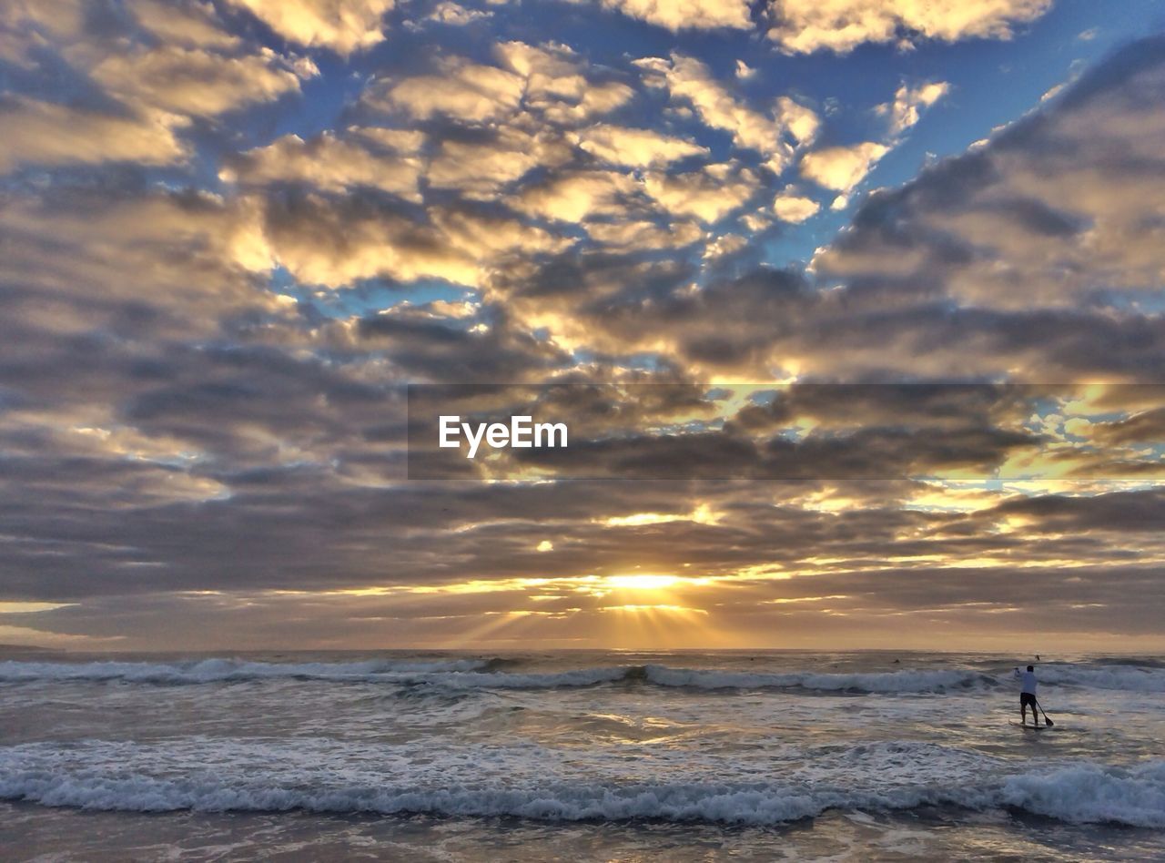 Scenic view of sea against cloudy sky