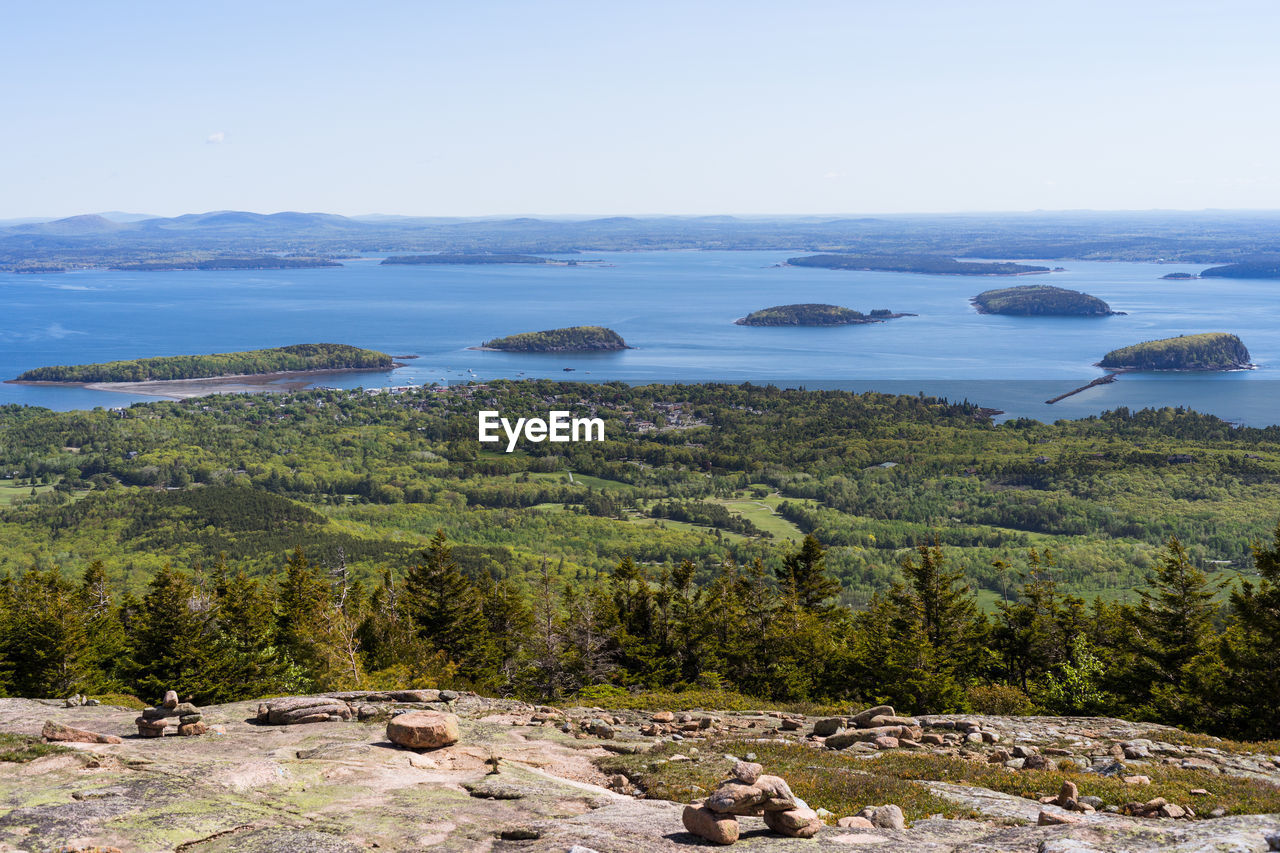 View of mt desert narrows from cadillac mountain, acadia national park, maine, usa