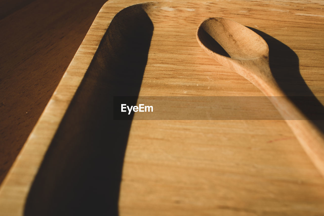 Close-up of wooden spoon on table