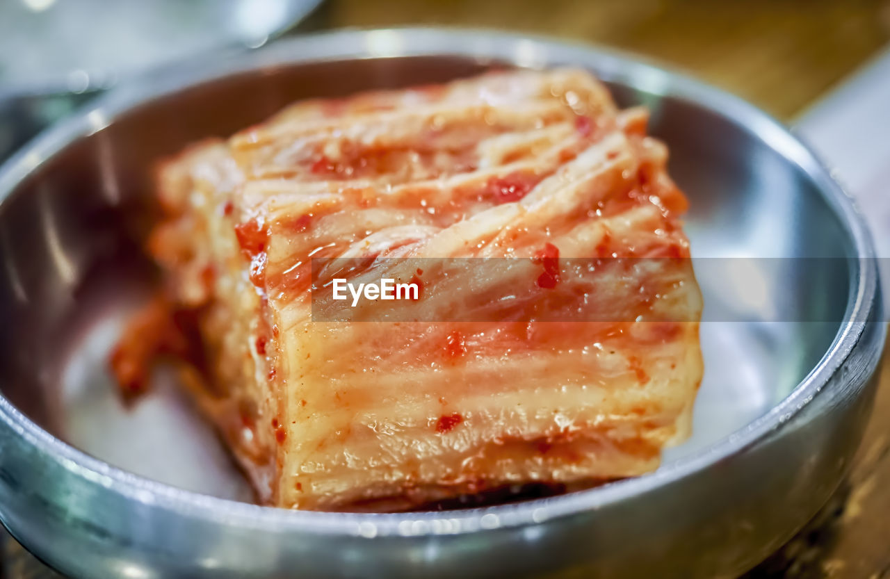 Close-up of korean kimchi food in bowl