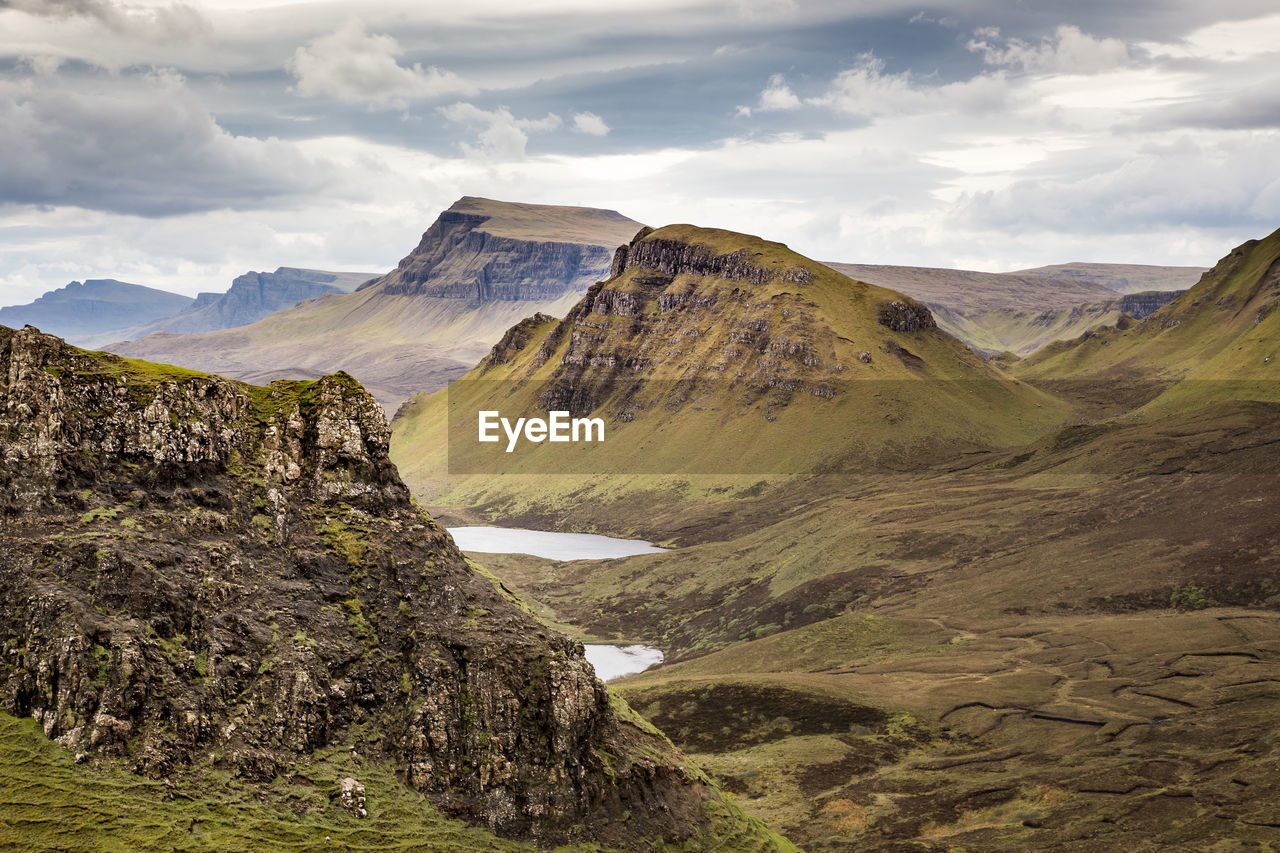 Scenic view of mountains against cloudy sky