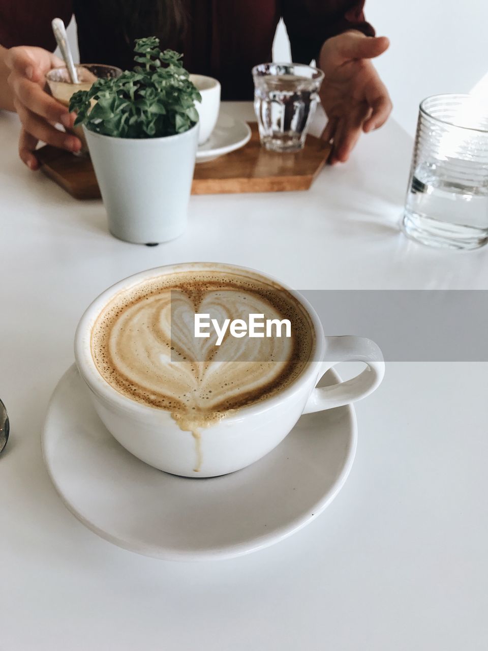 High angle view of coffee on table