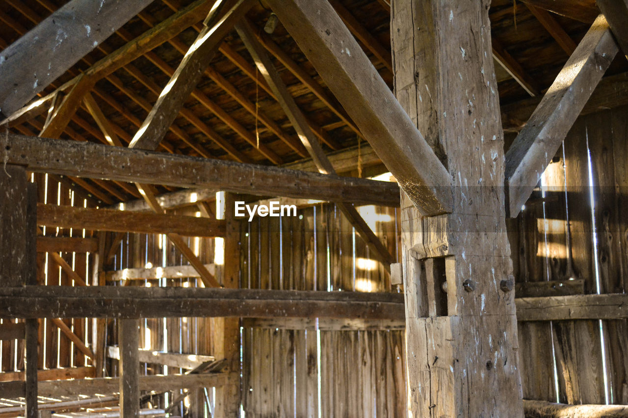 Inside of an old barn