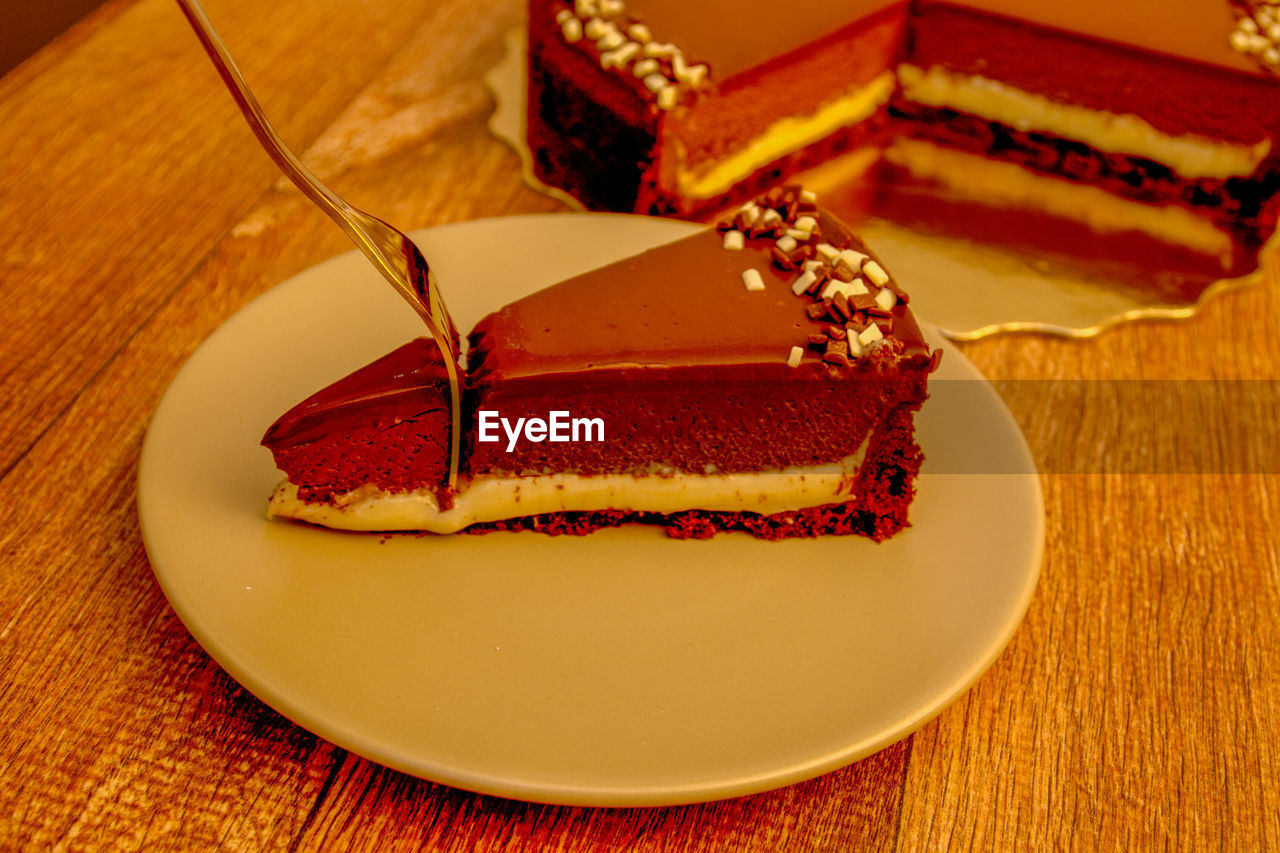 Close-up of dessert in plate on table