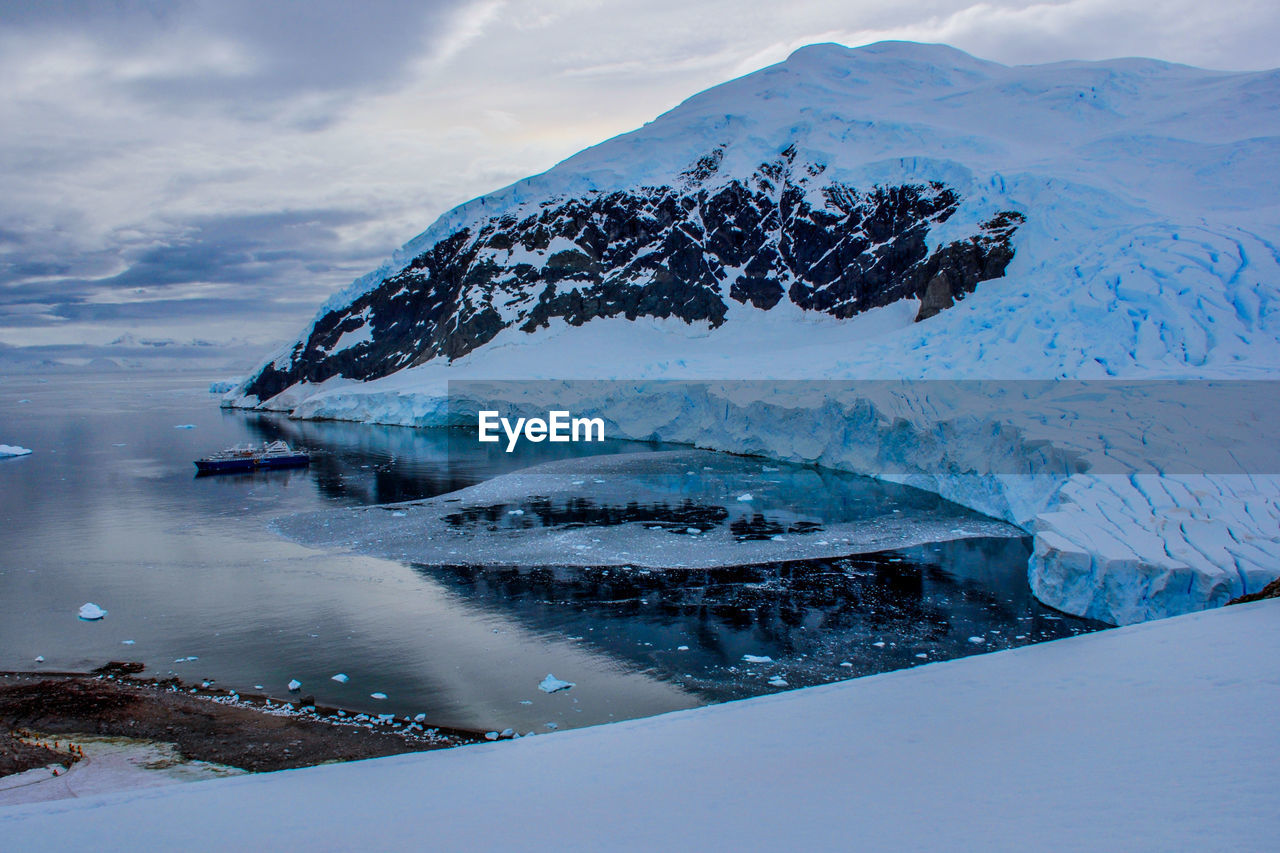 Scenic view of frozen sea against sky