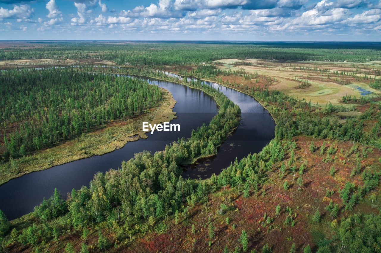 SCENIC VIEW OF LAKE BY TREES AGAINST SKY