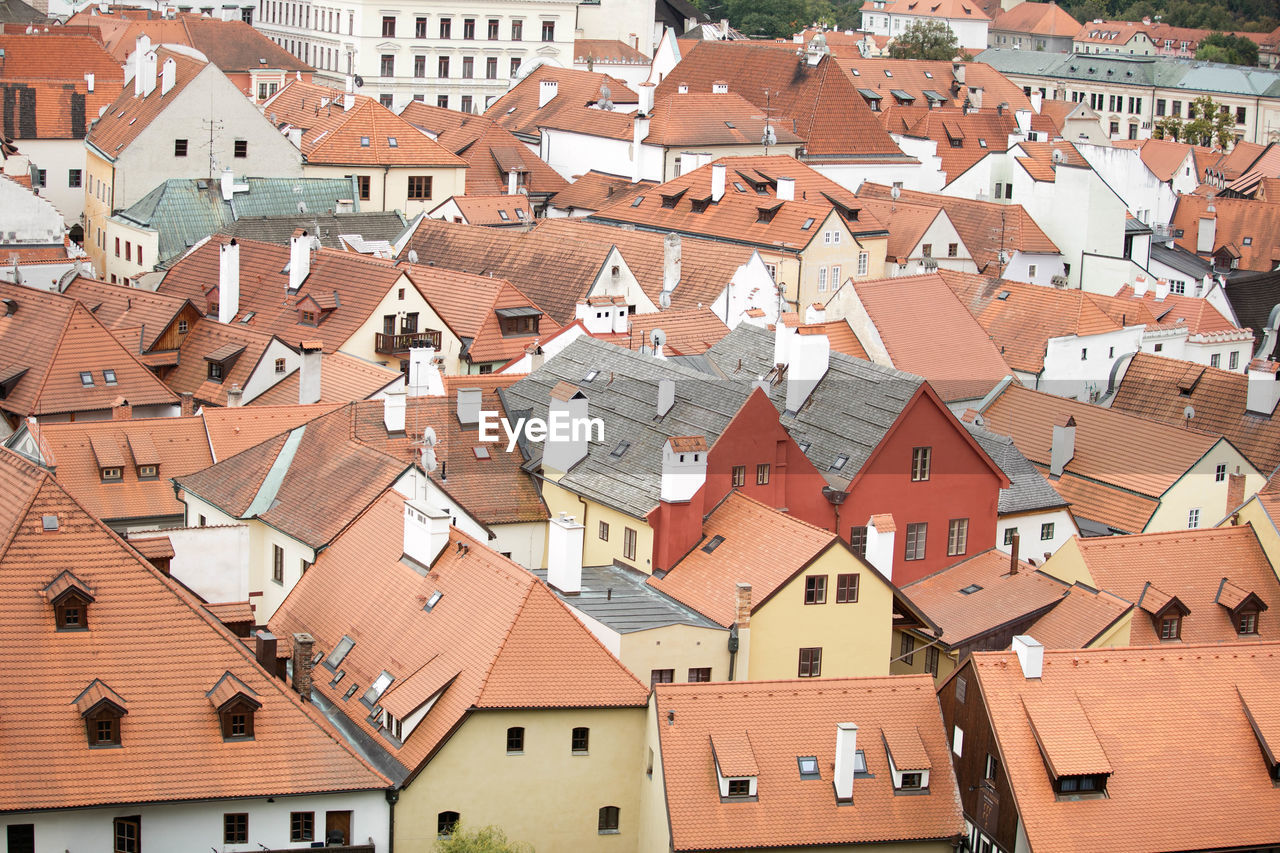 Aerial view of houses in city