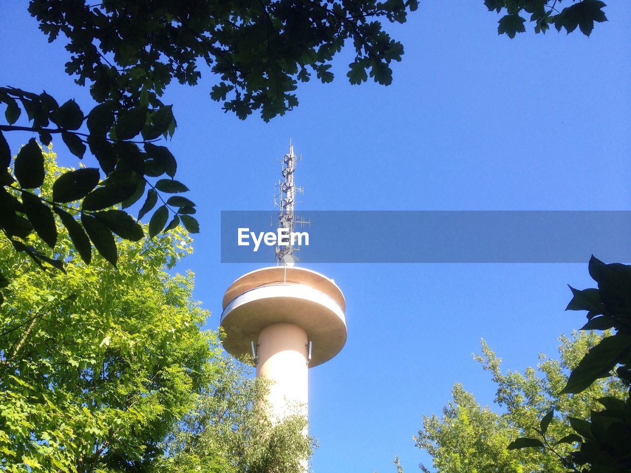 Low angle view of gauss tower against clear sky