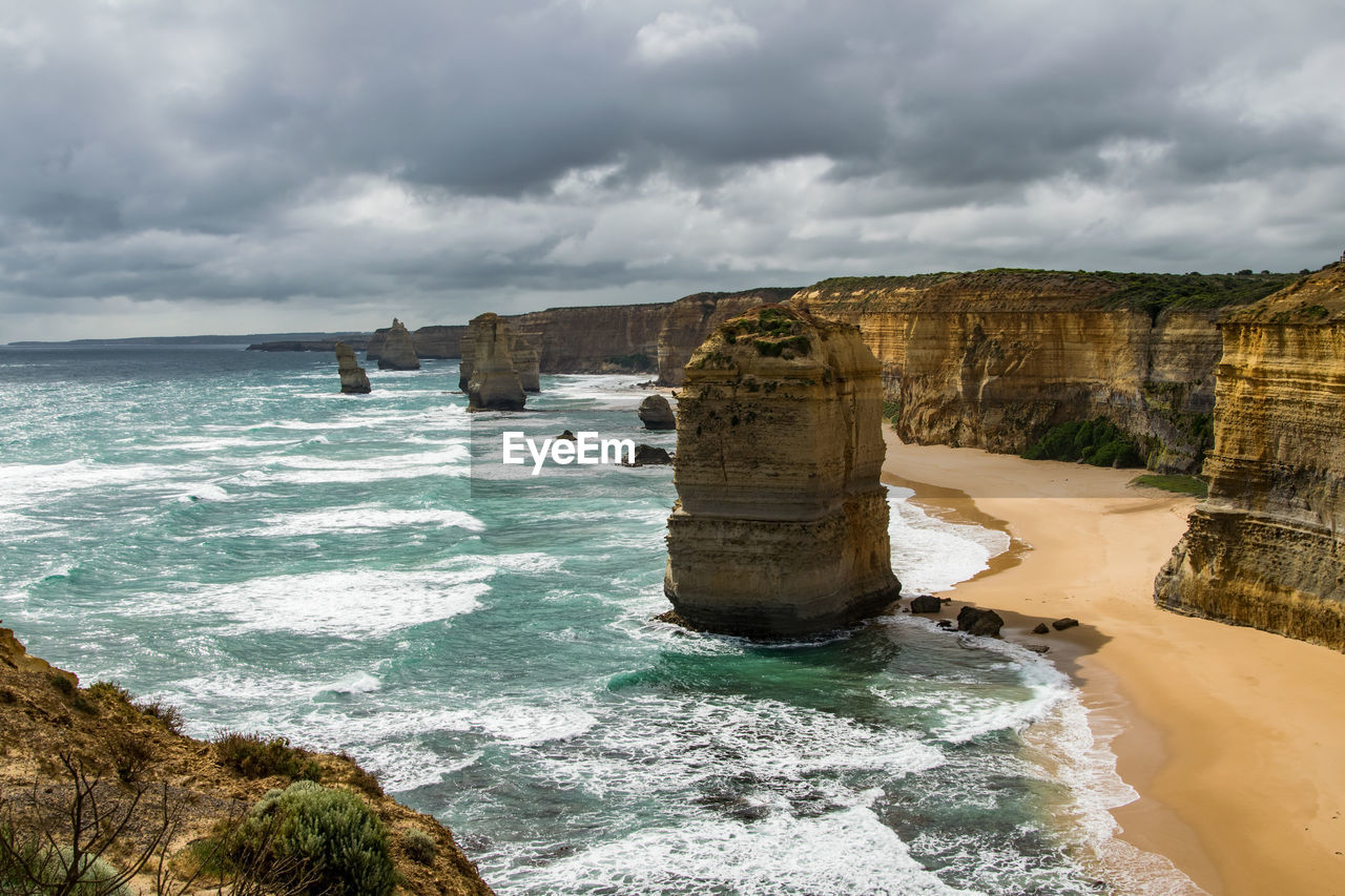Coastline at port campbell national park during stormy weather