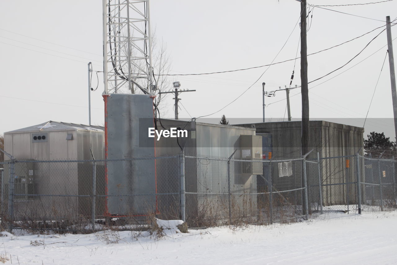 Abandoned power station during winter