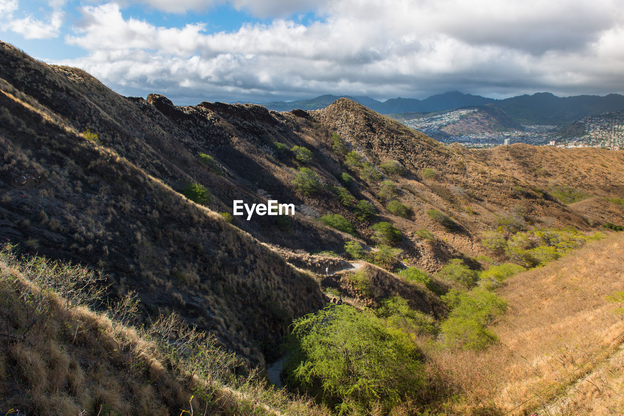 Scenic view of mountains against sky