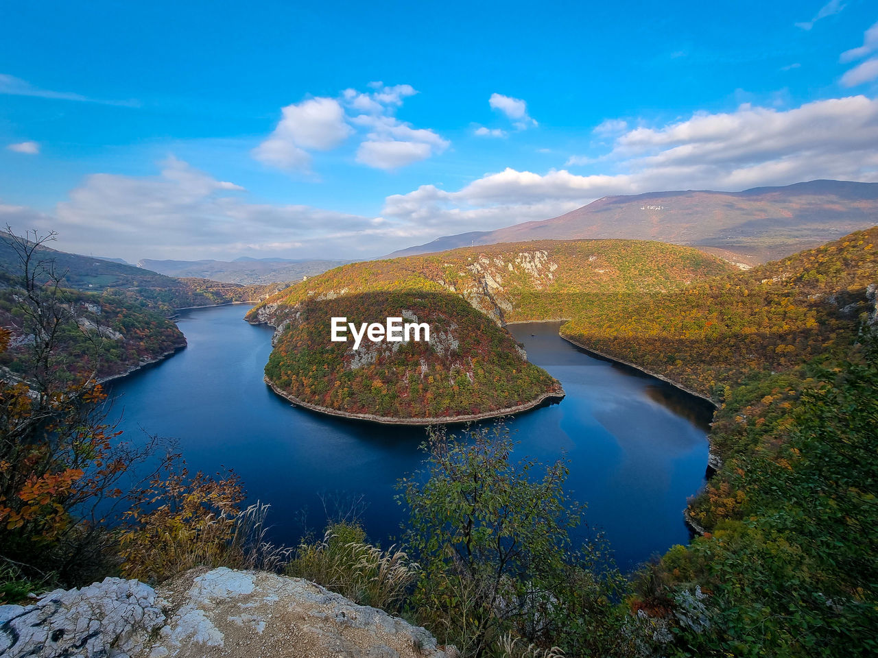 Scenic view of lake against sky