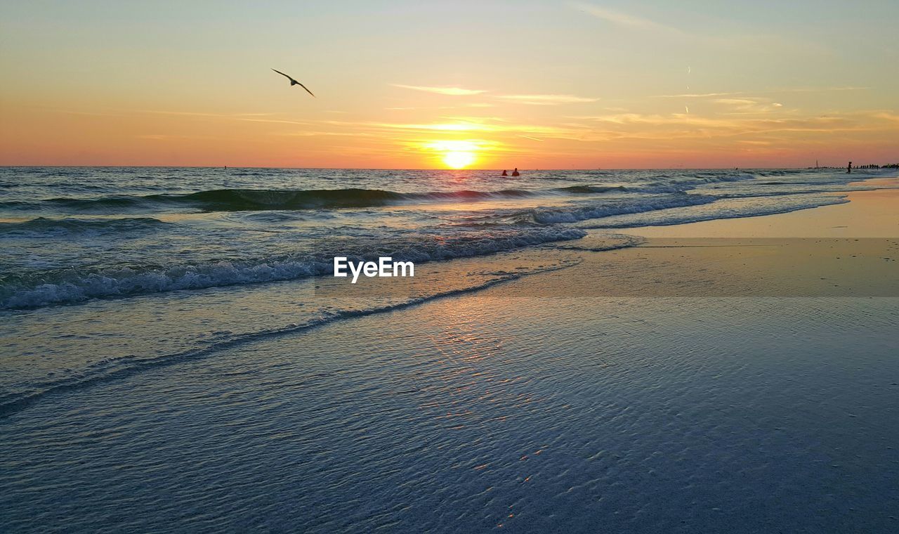 Scenic view of sea at sunset