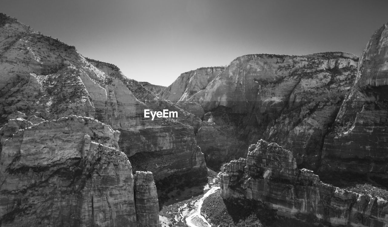 Scenic view of mountain against clear sky