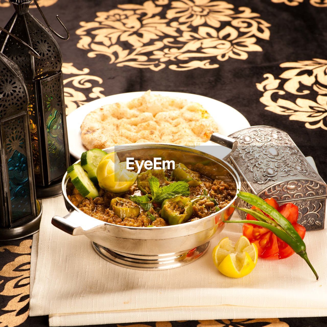 Close-up of indian food on table