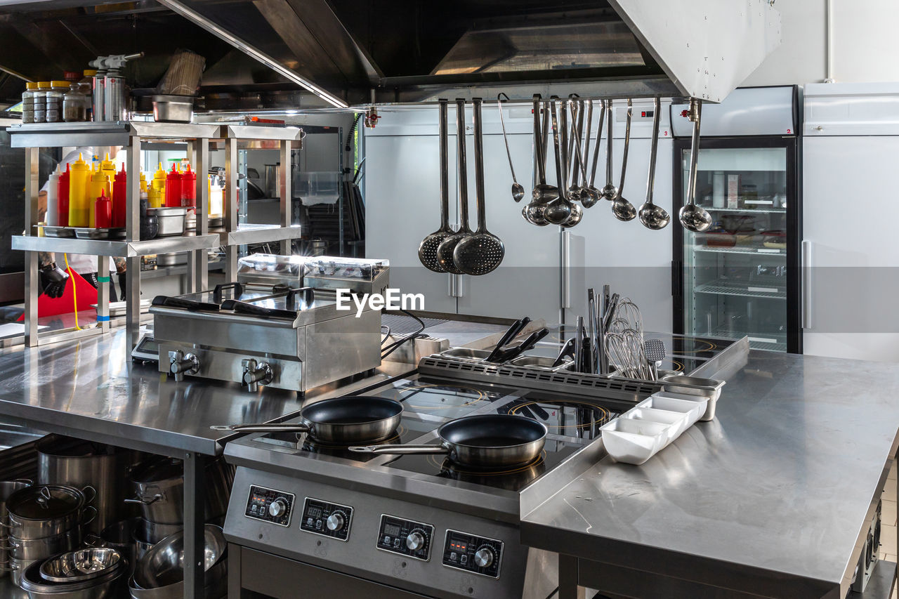 high angle view of machinery in kitchen