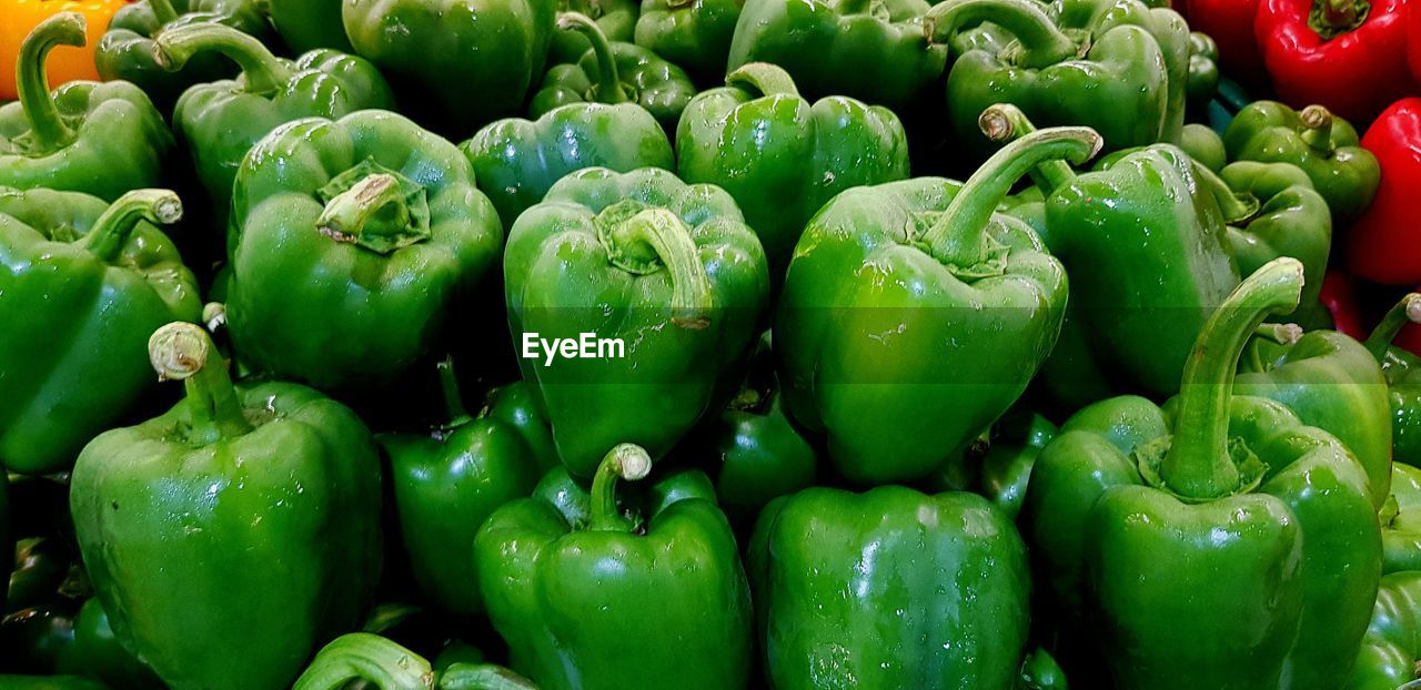 Full frame shot of bell peppers at market stall