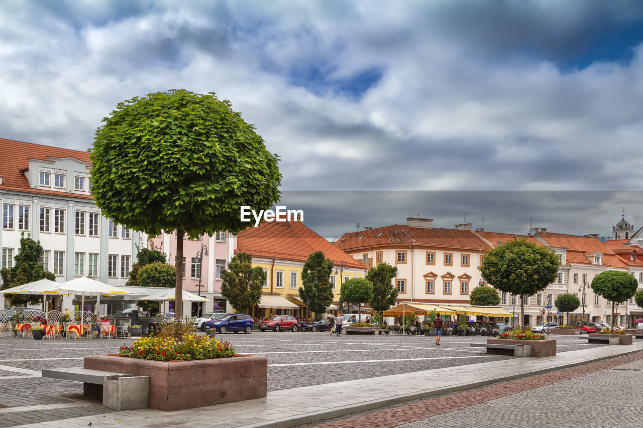 Town hall square in vilnius old town, lithuania