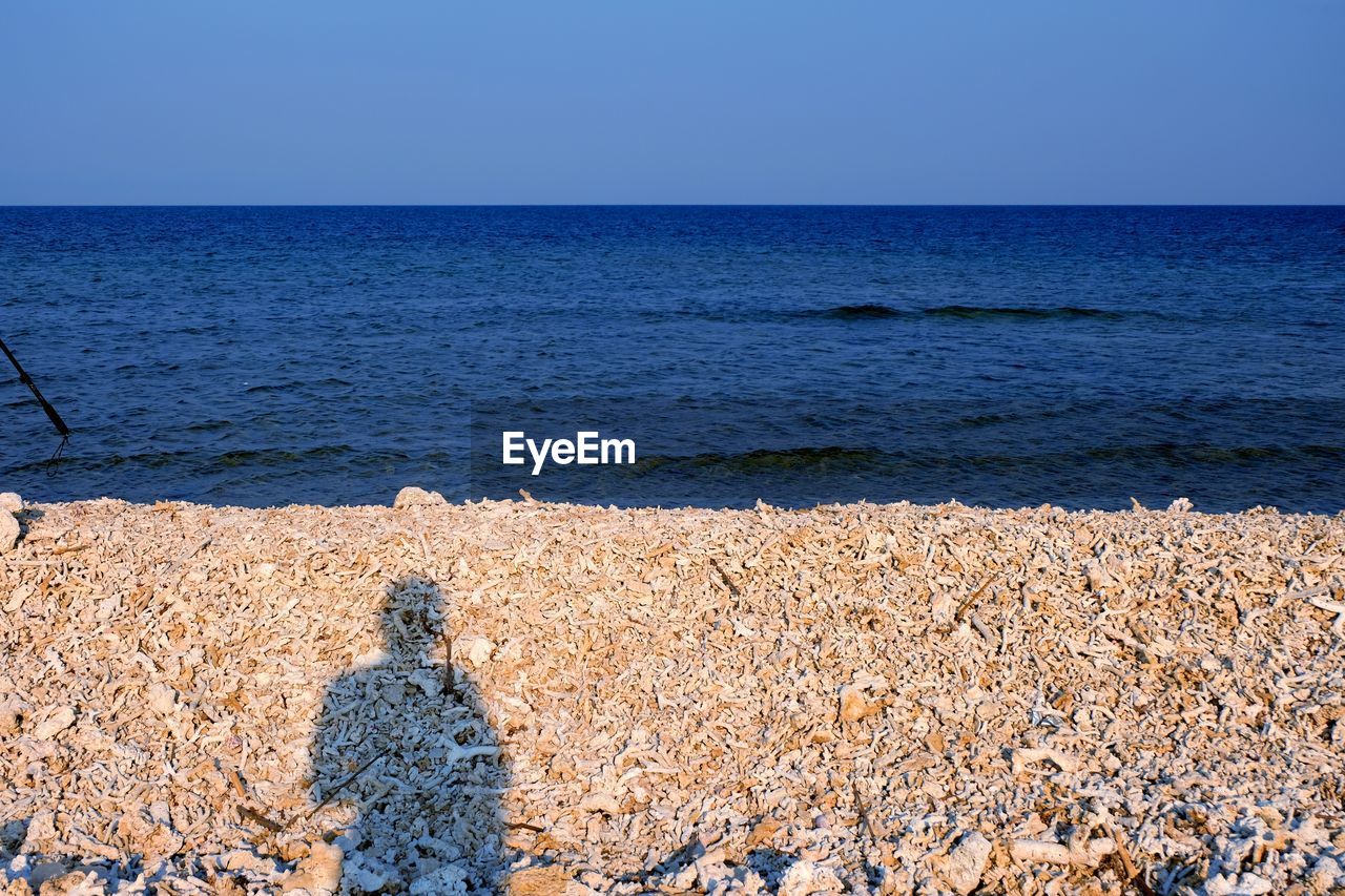 SHADOW OF PERSON ON BEACH