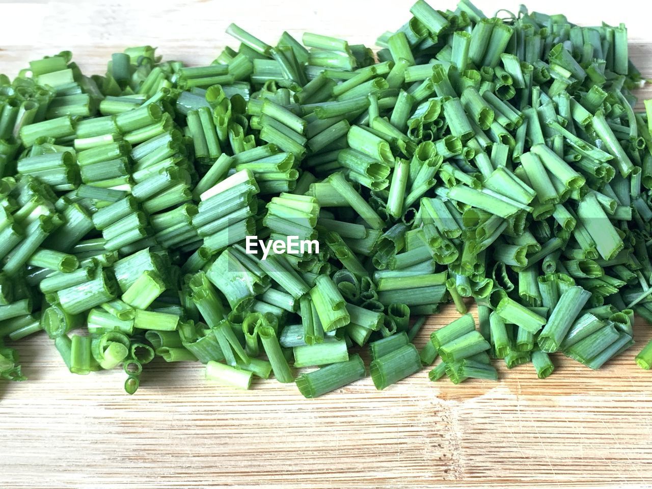 Directly above shot of chopped vegetables on table