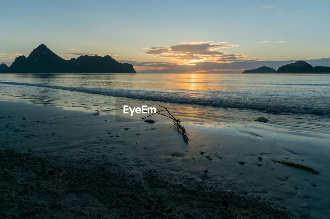 View of beach during sunset