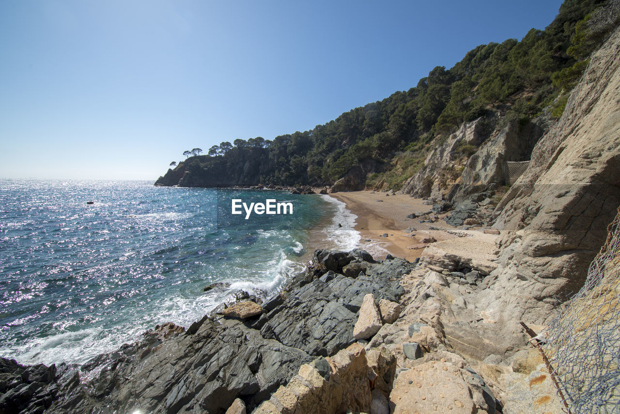 Scenic view of sea against clear sky