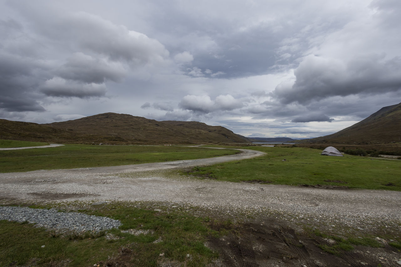 SCENIC VIEW OF LANDSCAPE AND MOUNTAINS AGAINST SKY