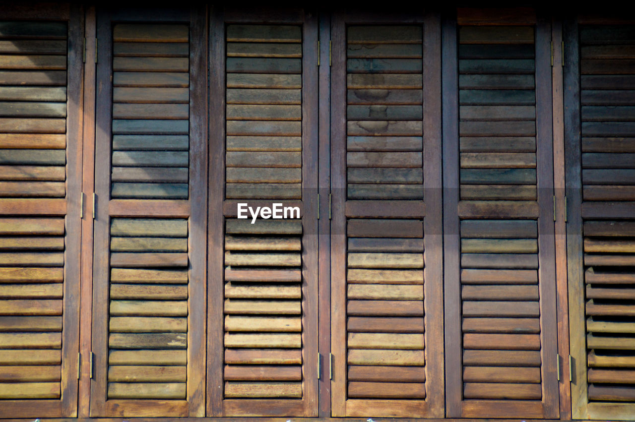 Full frame shot of wooden window panels