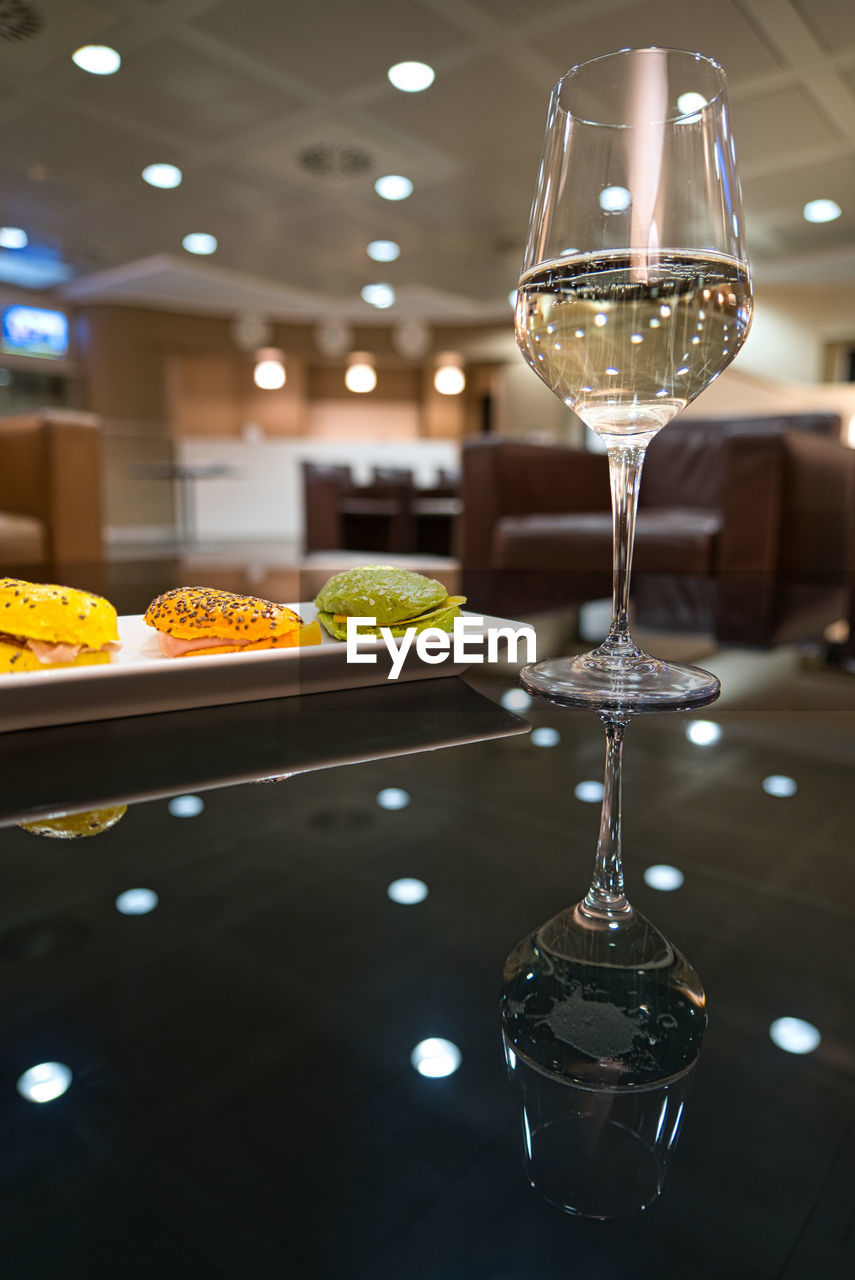 WINEGLASS ON TABLE IN RESTAURANT