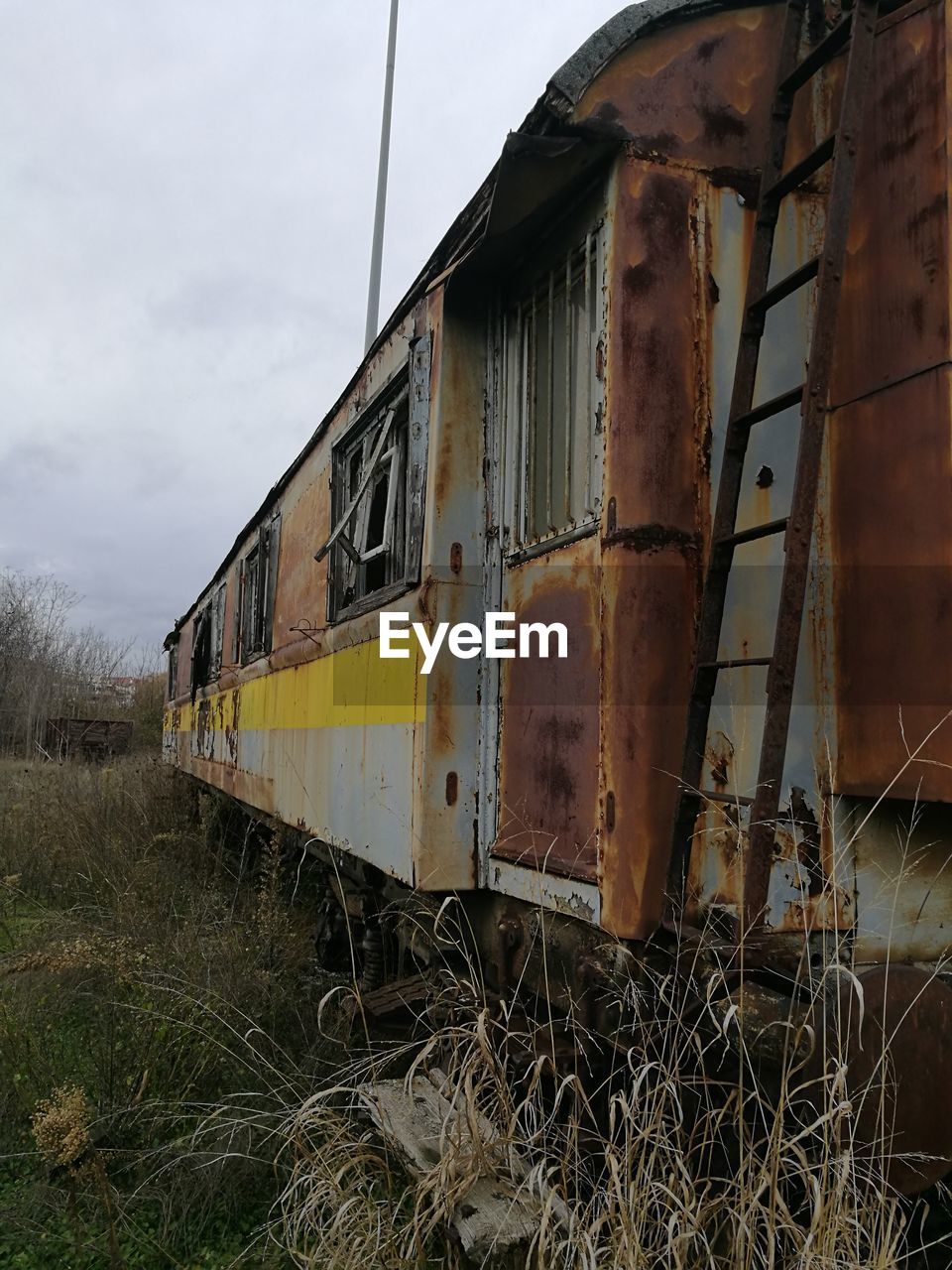 Abandoned train against sky