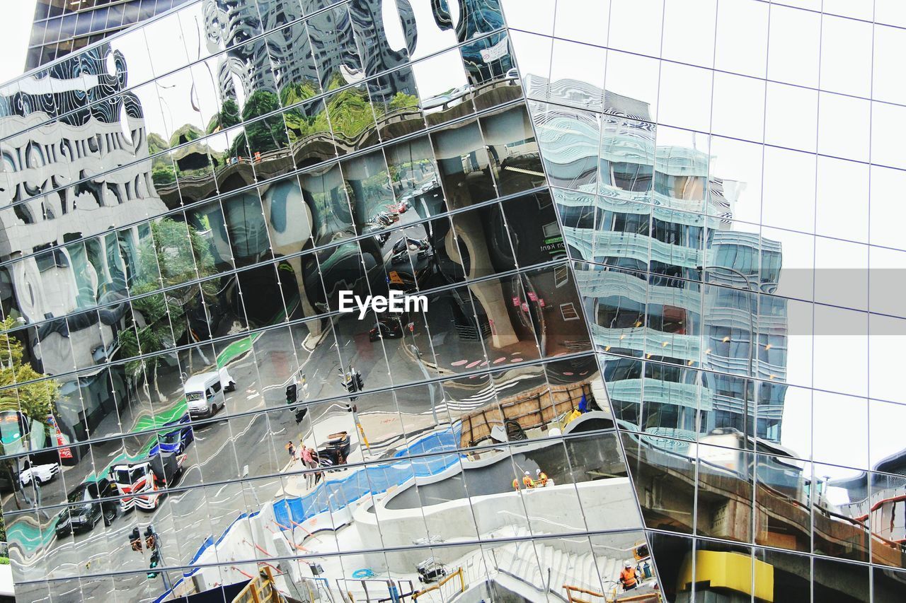 Reflection of road on glass structure