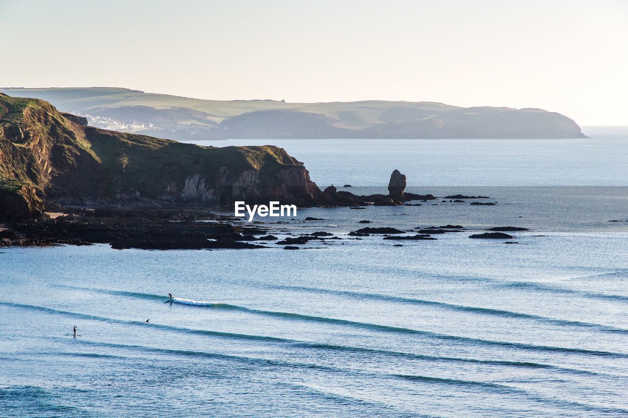 Scenic view of sea against clear sky