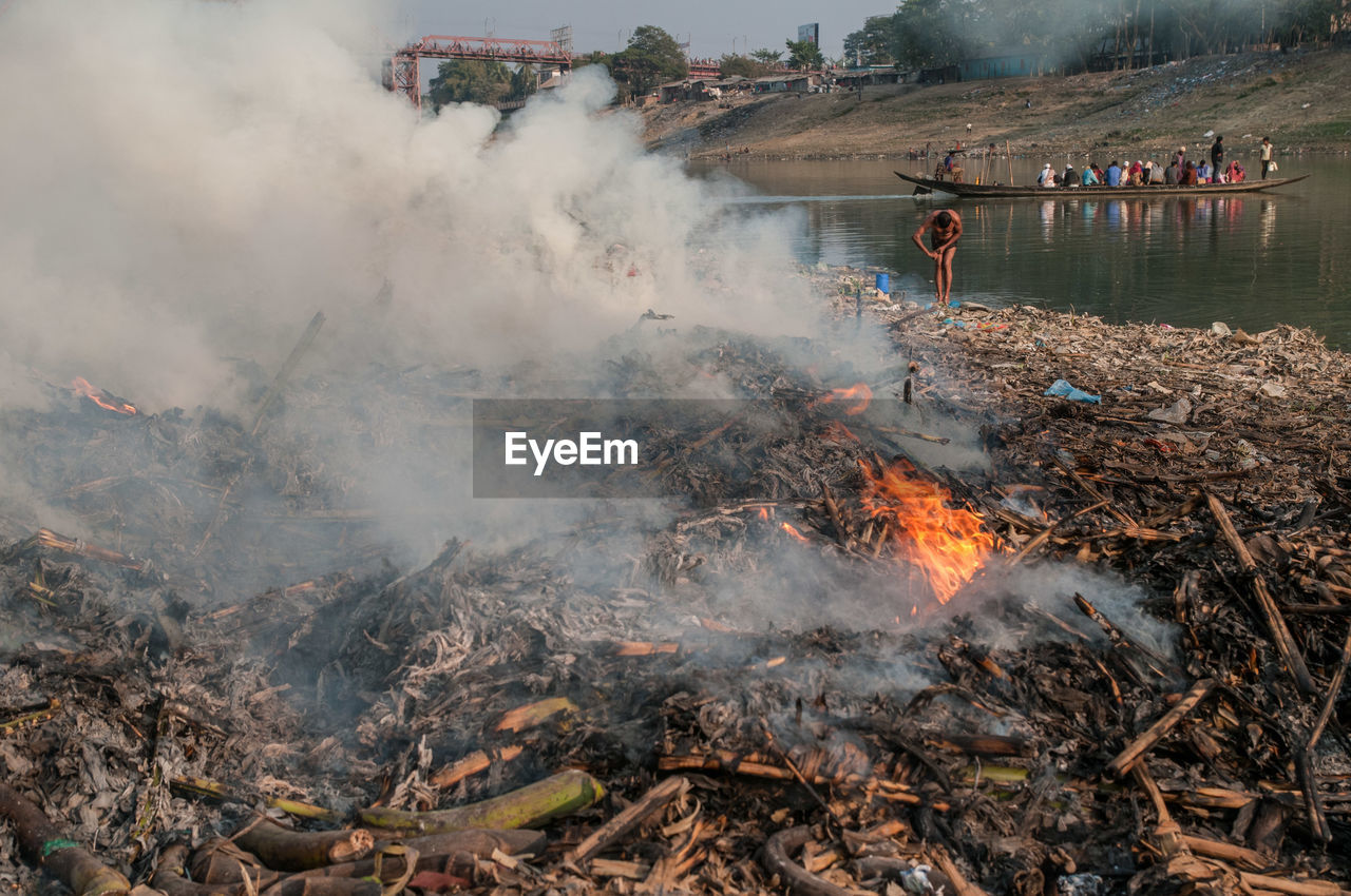 Garbage burning at lakeshore