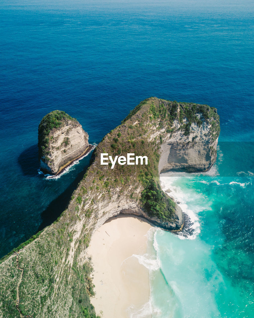 High angle view of rocks on beach