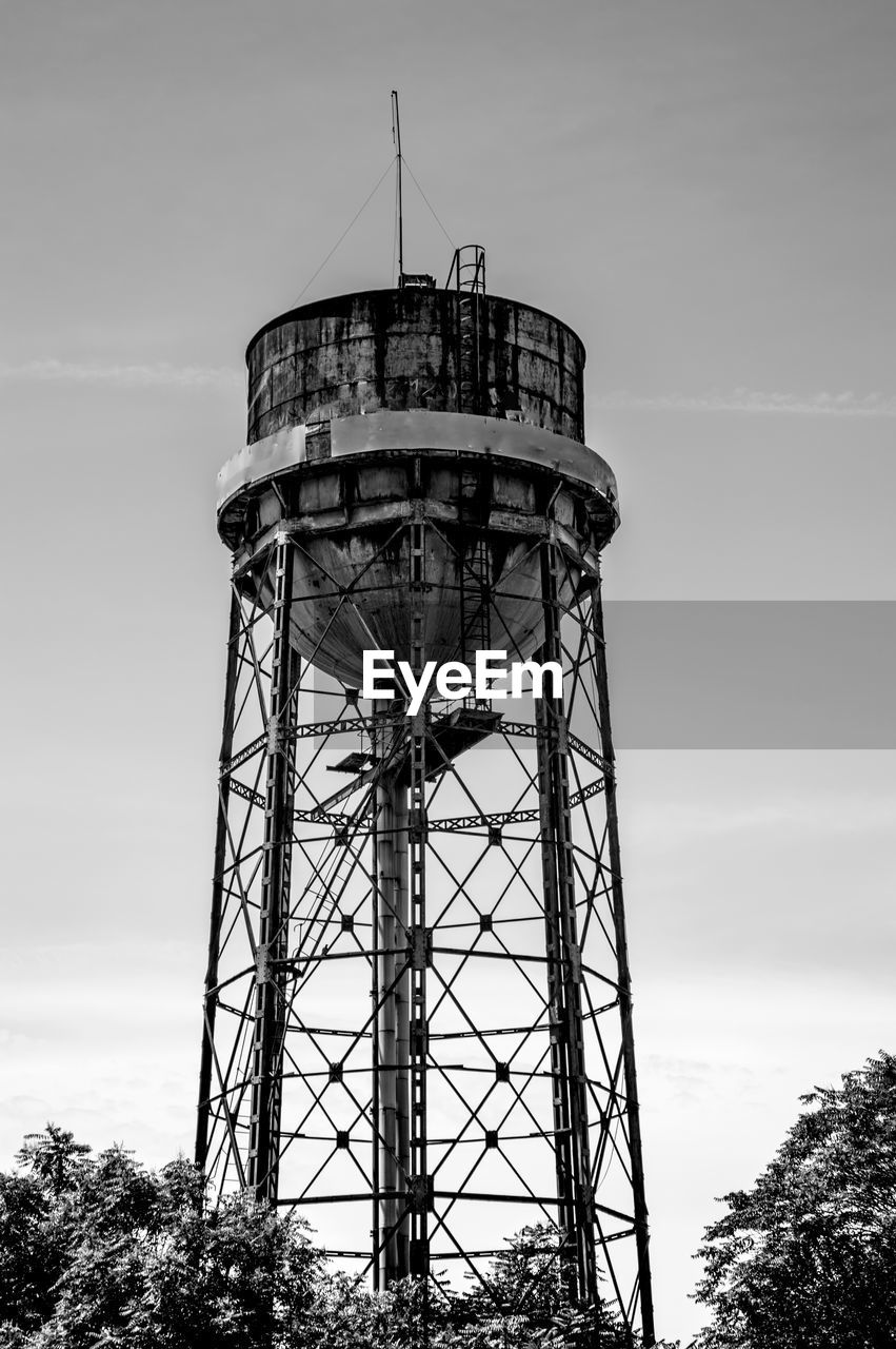 Low angle view of water tower against sky