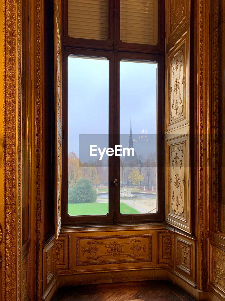 Trees seen through window of the palace.