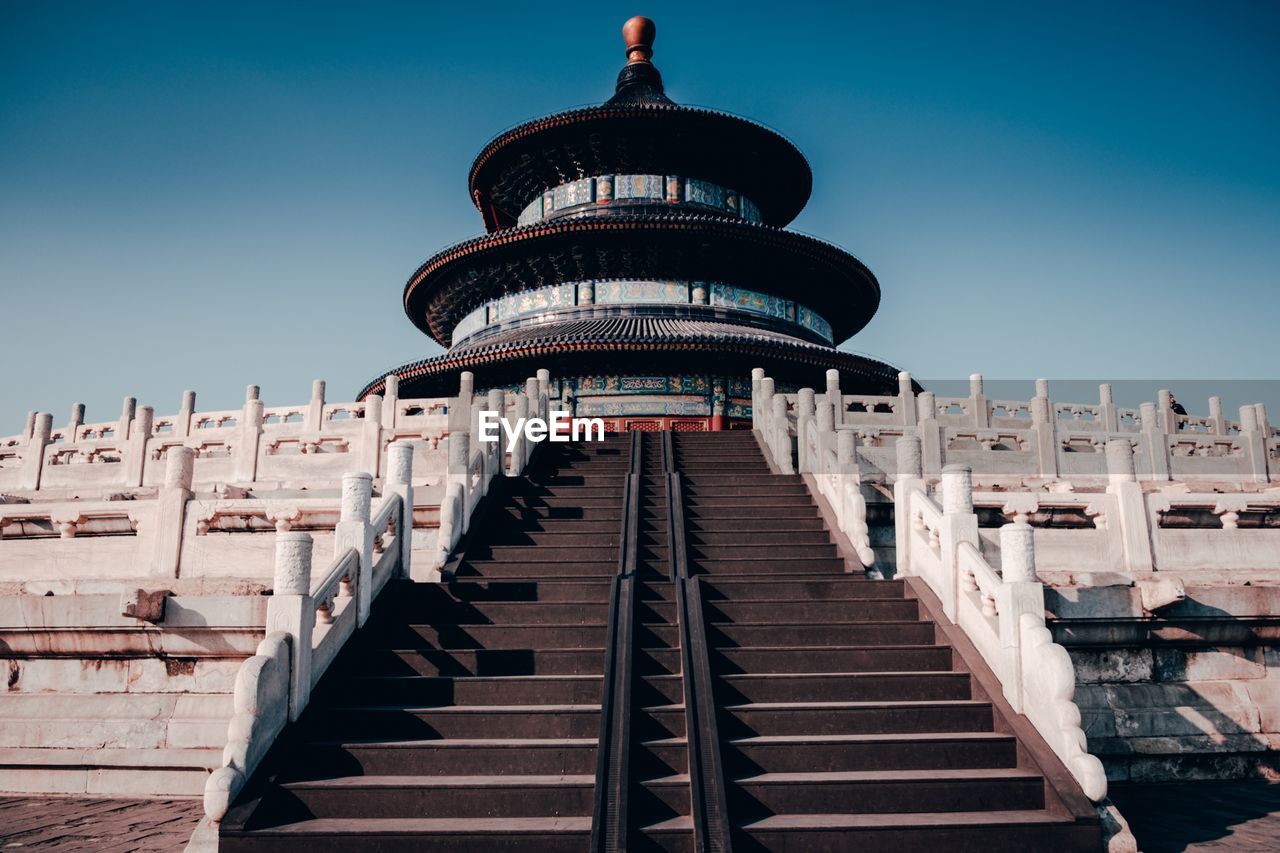 Low angle view of building against sky in beijing china temple