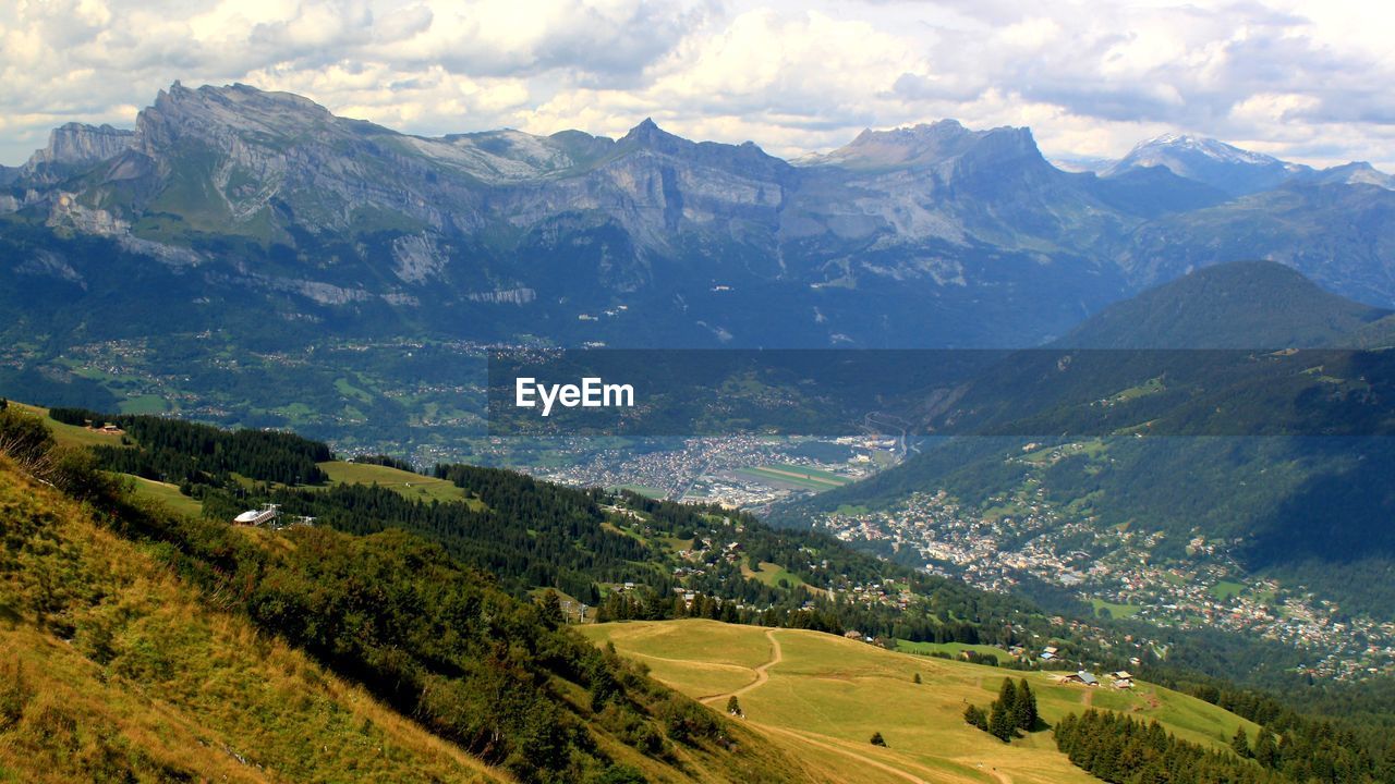 Scenic view of mountains against sky