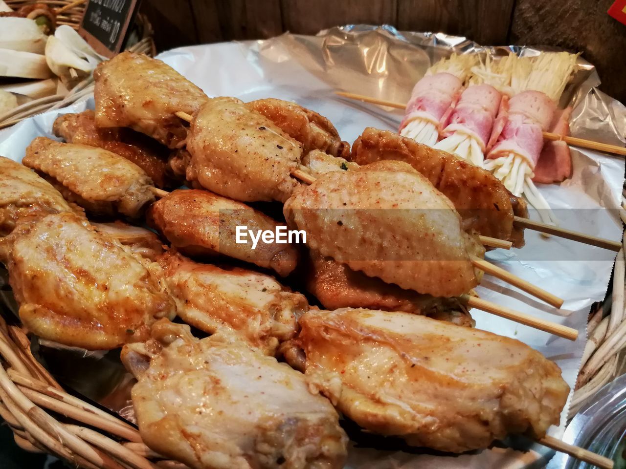 Close-up of food in baskets