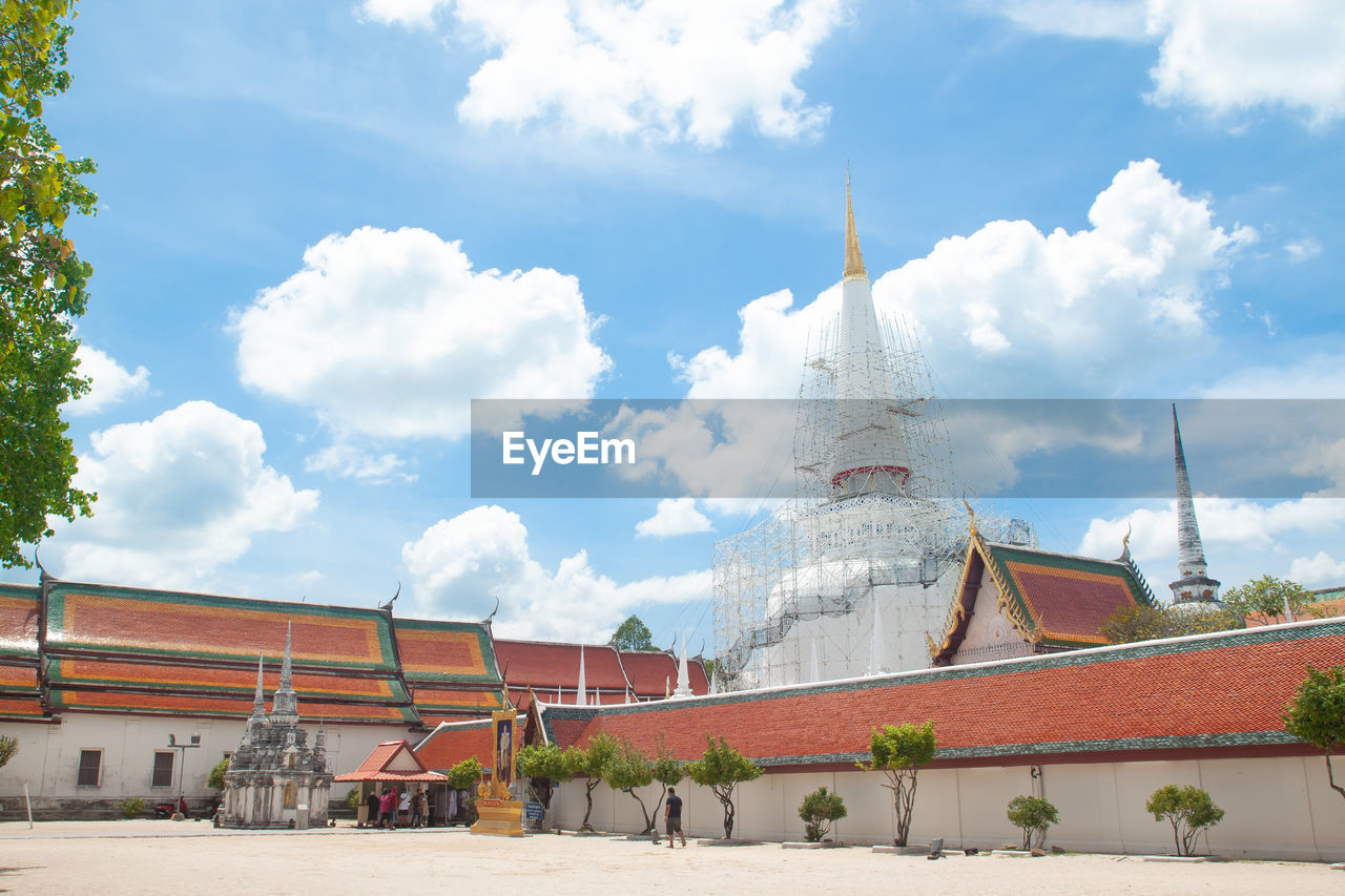 Low angle view of temple against sky