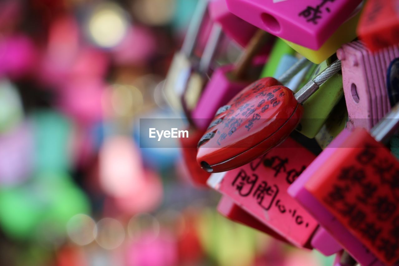 Close-up of love locks