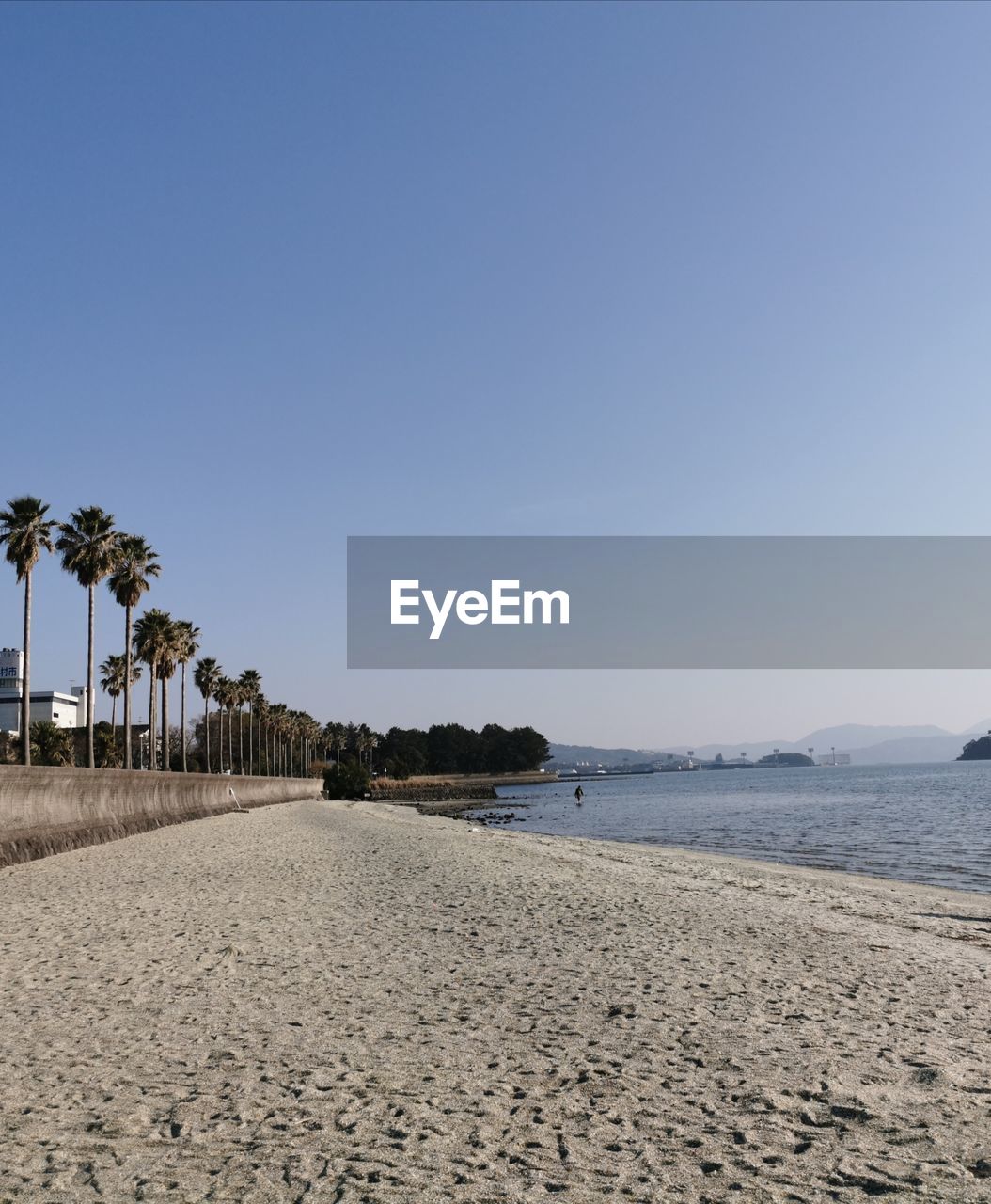 Scenic view of beach against clear sky