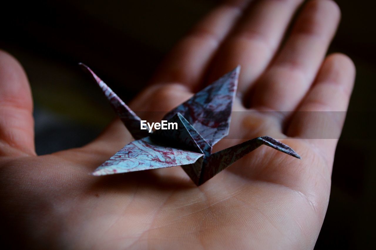 Cropped image of person holding origami