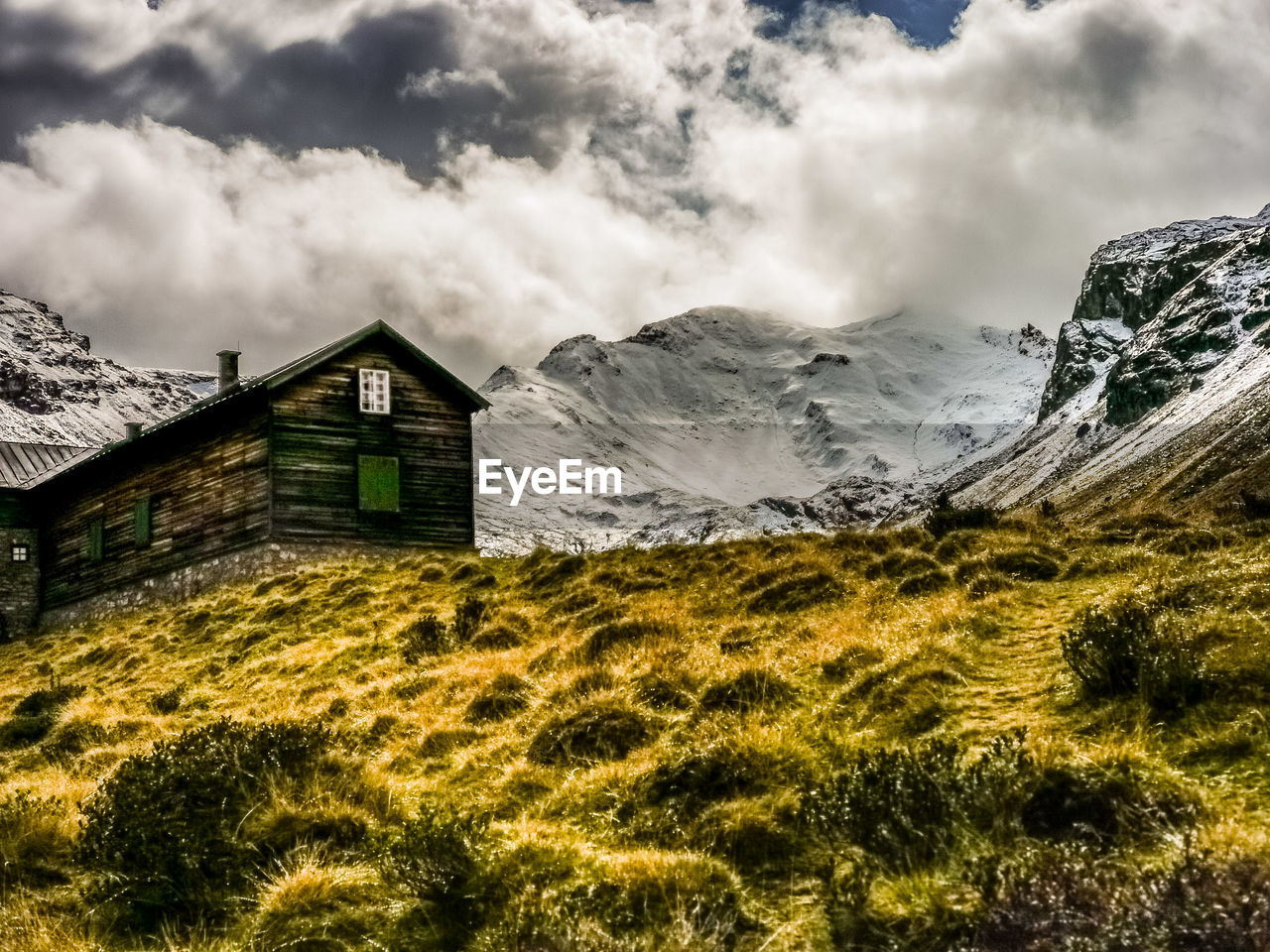 SCENIC VIEW OF FIELD AND HOUSES AGAINST SKY