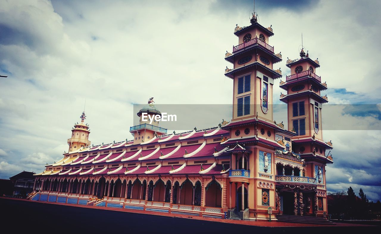 LOW ANGLE VIEW OF TEMPLE AGAINST CLOUDY SKY