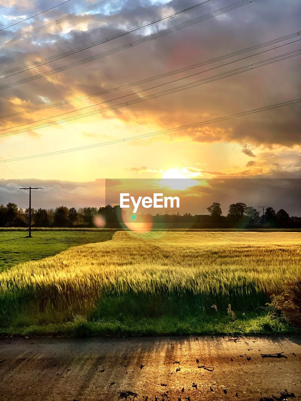 SCENIC VIEW OF FIELD AGAINST SKY AT SUNSET