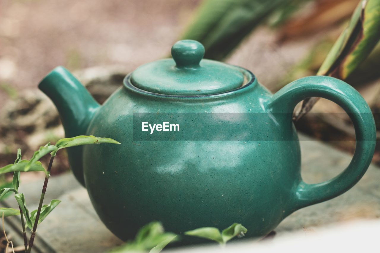 Pot tea in garden. tea ceremony
